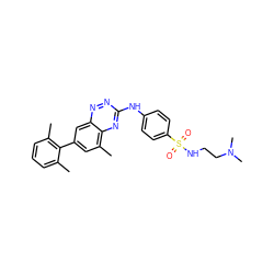 Cc1cccc(C)c1-c1cc(C)c2nc(Nc3ccc(S(=O)(=O)NCCN(C)C)cc3)nnc2c1 ZINC000096167733