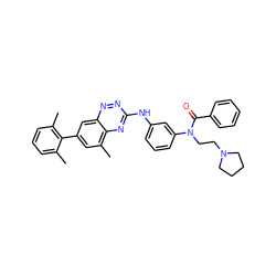 Cc1cccc(C)c1-c1cc(C)c2nc(Nc3cccc(N(CCN4CCCC4)C(=O)c4ccccc4)c3)nnc2c1 ZINC000028702873