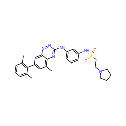 Cc1cccc(C)c1-c1cc(C)c2nc(Nc3cccc(NS(=O)(=O)CCN4CCCC4)c3)nnc2c1 ZINC000037858300