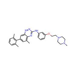 Cc1cccc(C)c1-c1cc(C)c2nc(Nc3cccc(OCCN4CCN(C)CC4)c3)nnc2c1 ZINC000028702856