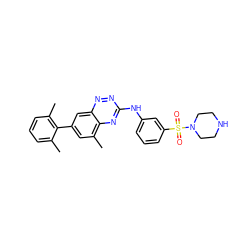 Cc1cccc(C)c1-c1cc(C)c2nc(Nc3cccc(S(=O)(=O)N4CCNCC4)c3)nnc2c1 ZINC000037858299