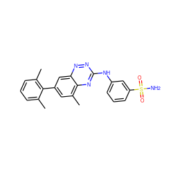 Cc1cccc(C)c1-c1cc(C)c2nc(Nc3cccc(S(N)(=O)=O)c3)nnc2c1 ZINC000037858312