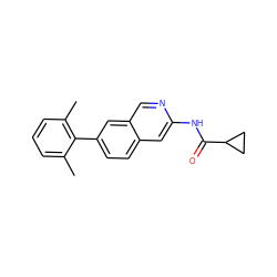 Cc1cccc(C)c1-c1ccc2cc(NC(=O)C3CC3)ncc2c1 ZINC000169700109