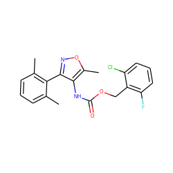 Cc1cccc(C)c1-c1noc(C)c1NC(=O)OCc1c(F)cccc1Cl ZINC000043202428