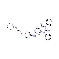 Cc1cccc(C)c1-n1c(=O)c2cnc(Nc3ccc(OCCCN4CCCCC4)cc3)nc2n2c3ccccc3nc12 ZINC000029135787