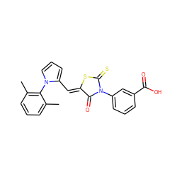 Cc1cccc(C)c1-n1cccc1/C=C1\SC(=S)N(c2cccc(C(=O)O)c2)C1=O ZINC000013521976