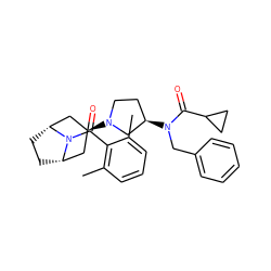 Cc1cccc(C)c1C(=O)N1[C@H]2CC[C@@H]1C[C@@H](N1CC[C@@H](N(Cc3ccccc3)C(=O)C3CC3)C1)C2 ZINC000101228203