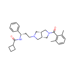 Cc1cccc(C)c1C(=O)N1C[C@@H]2CN(CC[C@H](NC(=O)C3CCC3)c3ccccc3)C[C@@H]2C1 ZINC000049783870