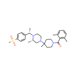 Cc1cccc(C)c1C(=O)N1CCC(C)(N2CCN([C@@H](C)c3ccc(S(C)(=O)=O)cc3)[C@@H](C)C2)CC1 ZINC000022941902