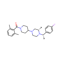 Cc1cccc(C)c1C(=O)N1CCC(N2CCN([C@@H](C)c3ccc(I)cc3)[C@@H](C)C2)CC1 ZINC000022454001