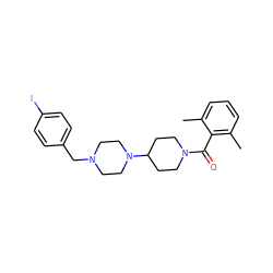 Cc1cccc(C)c1C(=O)N1CCC(N2CCN(Cc3ccc(I)cc3)CC2)CC1 ZINC000022941880