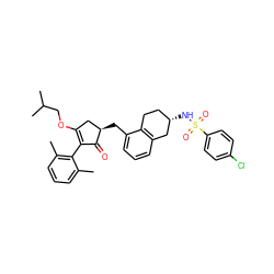 Cc1cccc(C)c1C1=C(OCC(C)C)C[C@@H](Cc2cccc3c2CC[C@H](NS(=O)(=O)c2ccc(Cl)cc2)C3)C1=O ZINC000299826261