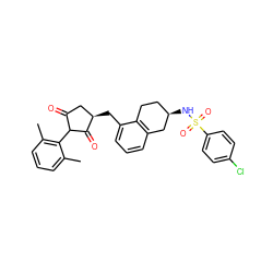 Cc1cccc(C)c1C1C(=O)C[C@@H](Cc2cccc3c2CC[C@@H](NS(=O)(=O)c2ccc(Cl)cc2)C3)C1=O ZINC000299821760