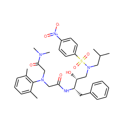 Cc1cccc(C)c1N(CC(=O)N[C@@H](Cc1ccccc1)[C@H](O)CN(CC(C)C)S(=O)(=O)c1ccc([N+](=O)[O-])cc1)CC(=O)N(C)C ZINC000299868853