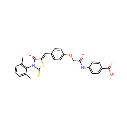 Cc1cccc(C)c1N1C(=O)/C(=C/c2ccc(OCC(=O)Nc3ccc(C(=O)O)cc3)cc2)SC1=S ZINC000473153636