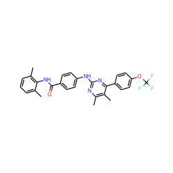 Cc1cccc(C)c1NC(=O)c1ccc(Nc2nc(C)c(C)c(-c3ccc(OC(F)(F)F)cc3)n2)cc1 ZINC000103241150