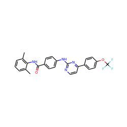 Cc1cccc(C)c1NC(=O)c1ccc(Nc2nccc(-c3ccc(OC(F)(F)F)cc3)n2)cc1 ZINC000103241153