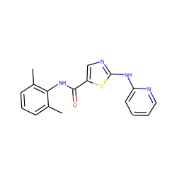 Cc1cccc(C)c1NC(=O)c1cnc(Nc2ccccn2)s1 ZINC000014952148