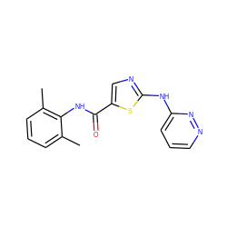 Cc1cccc(C)c1NC(=O)c1cnc(Nc2cccnn2)s1 ZINC000000026246