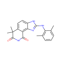 Cc1cccc(C)c1Nc1nc2c3c(ccc2[nH]1)C(C)(C)C(=O)NC3=O ZINC000013475184