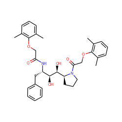 Cc1cccc(C)c1OCC(=O)N[C@@H](Cc1ccccc1)[C@H](O)[C@@H](O)[C@@H]1CCCN1C(=O)COc1c(C)cccc1C ZINC000043101175