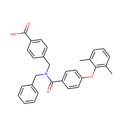 Cc1cccc(C)c1Oc1ccc(C(=O)N(Cc2ccccc2)Cc2ccc(C(=O)O)cc2)cc1 ZINC000584598144