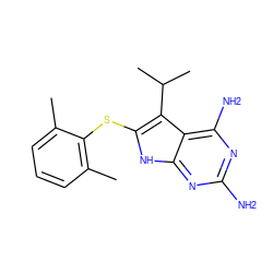 Cc1cccc(C)c1Sc1[nH]c2nc(N)nc(N)c2c1C(C)C ZINC000040407759