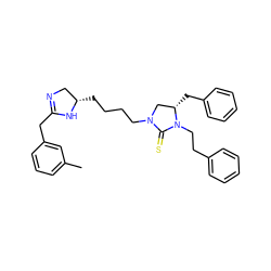 Cc1cccc(CC2=NC[C@H](CCCCN3C[C@H](Cc4ccccc4)N(CCc4ccccc4)C3=S)N2)c1 ZINC001772572156