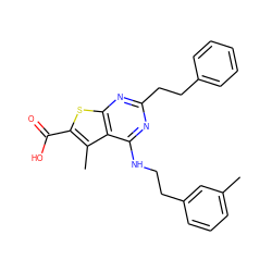 Cc1cccc(CCNc2nc(CCc3ccccc3)nc3sc(C(=O)O)c(C)c23)c1 ZINC001772647376