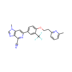 Cc1cccc(CCOc2ccc(-c3cc4c(ncn4C)c(C#N)n3)cc2C(F)(F)F)n1 ZINC000058534464