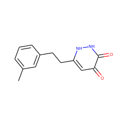 Cc1cccc(CCc2cc(=O)c(=O)[nH][nH]2)c1 ZINC000205886523