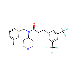 Cc1cccc(CN(C(=O)CCc2cc(C(F)(F)F)cc(C(F)(F)F)c2)C2CCNCC2)c1 ZINC000013437278