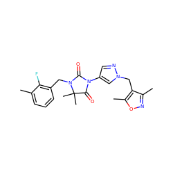 Cc1cccc(CN2C(=O)N(c3cnn(Cc4c(C)noc4C)c3)C(=O)C2(C)C)c1F ZINC000116674387