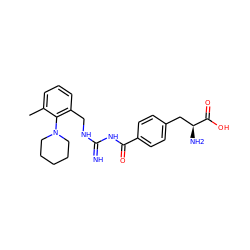 Cc1cccc(CNC(=N)NC(=O)c2ccc(C[C@H](N)C(=O)O)cc2)c1N1CCCCC1 ZINC000653849101