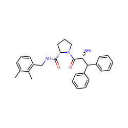 Cc1cccc(CNC(=O)[C@@H]2CCCN2C(=O)[C@H](N)C(c2ccccc2)c2ccccc2)c1C ZINC000013779043