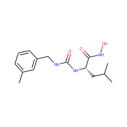 Cc1cccc(CNC(=O)N[C@@H](CC(C)C)C(=O)NO)c1 ZINC000095588478