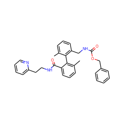 Cc1cccc(CNC(=O)OCc2ccccc2)c1-c1c(C)cccc1C(=O)NCCc1ccccn1 ZINC000013493174