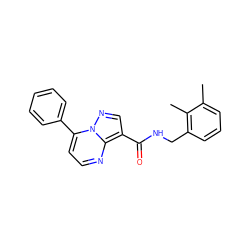 Cc1cccc(CNC(=O)c2cnn3c(-c4ccccc4)ccnc23)c1C ZINC000063539282