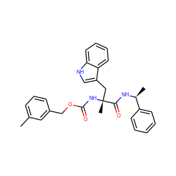 Cc1cccc(COC(=O)N[C@](C)(Cc2c[nH]c3ccccc23)C(=O)N[C@@H](C)c2ccccc2)c1 ZINC000013744145