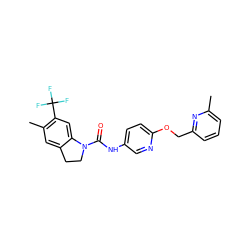 Cc1cccc(COc2ccc(NC(=O)N3CCc4cc(C)c(C(F)(F)F)cc43)cn2)n1 ZINC000029484684