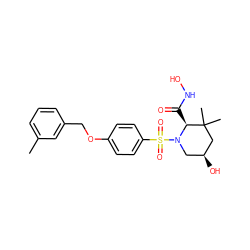 Cc1cccc(COc2ccc(S(=O)(=O)N3C[C@H](O)CC(C)(C)[C@@H]3C(=O)NO)cc2)c1 ZINC000028474040