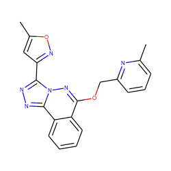 Cc1cccc(COc2nn3c(-c4cc(C)on4)nnc3c3ccccc23)n1 ZINC000013560499