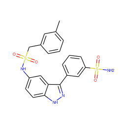 Cc1cccc(CS(=O)(=O)Nc2ccc3[nH]nc(-c4cccc(S(N)(=O)=O)c4)c3c2)c1 ZINC000299832186