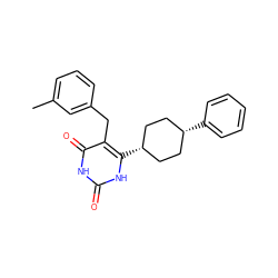 Cc1cccc(Cc2c(=O)[nH]c(=O)[nH]c2[C@H]2CC[C@@H](c3ccccc3)CC2)c1 ZINC000254133749