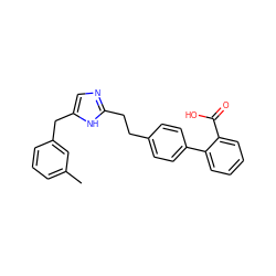 Cc1cccc(Cc2cnc(CCc3ccc(-c4ccccc4C(=O)O)cc3)[nH]2)c1 ZINC000049112915