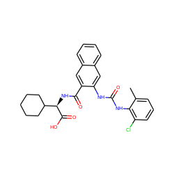 Cc1cccc(Cl)c1NC(=O)Nc1cc2ccccc2cc1C(=O)N[C@@H](C(=O)O)C1CCCCC1 ZINC000040835015