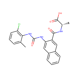 Cc1cccc(Cl)c1NC(=O)Nc1cc2ccccc2cc1C(=O)N[C@@H](C)C(=O)O ZINC000040846127