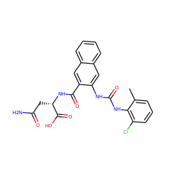 Cc1cccc(Cl)c1NC(=O)Nc1cc2ccccc2cc1C(=O)N[C@@H](CC(N)=O)C(=O)O ZINC000040845118