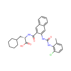 Cc1cccc(Cl)c1NC(=O)Nc1cc2ccccc2cc1C(=O)N[C@@H](CC1CCCCC1)C(=O)O ZINC000040379088