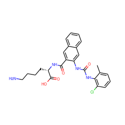 Cc1cccc(Cl)c1NC(=O)Nc1cc2ccccc2cc1C(=O)N[C@@H](CCCCN)C(=O)O ZINC000040861562